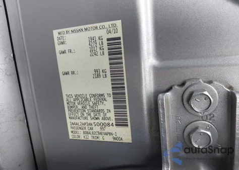 2010 Nissan Altima 2.5 S from USA, damaged, VIN 1N4AL2AP3AN500084